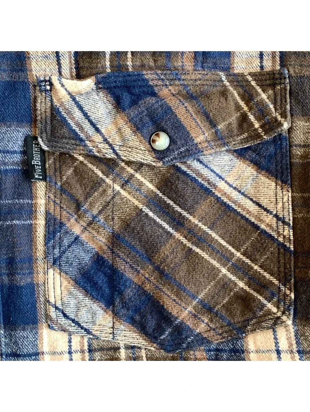 Five Brother Large Heavy Weight Long Sleeve Plaid Flannel Snap Shirt Jacket